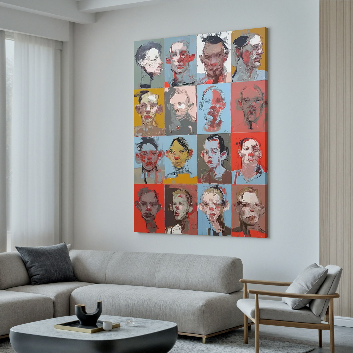 Abstract Portrait Oil Painting, Modern Figurative Faces Wall Art for Living Room Decor#OA 0595