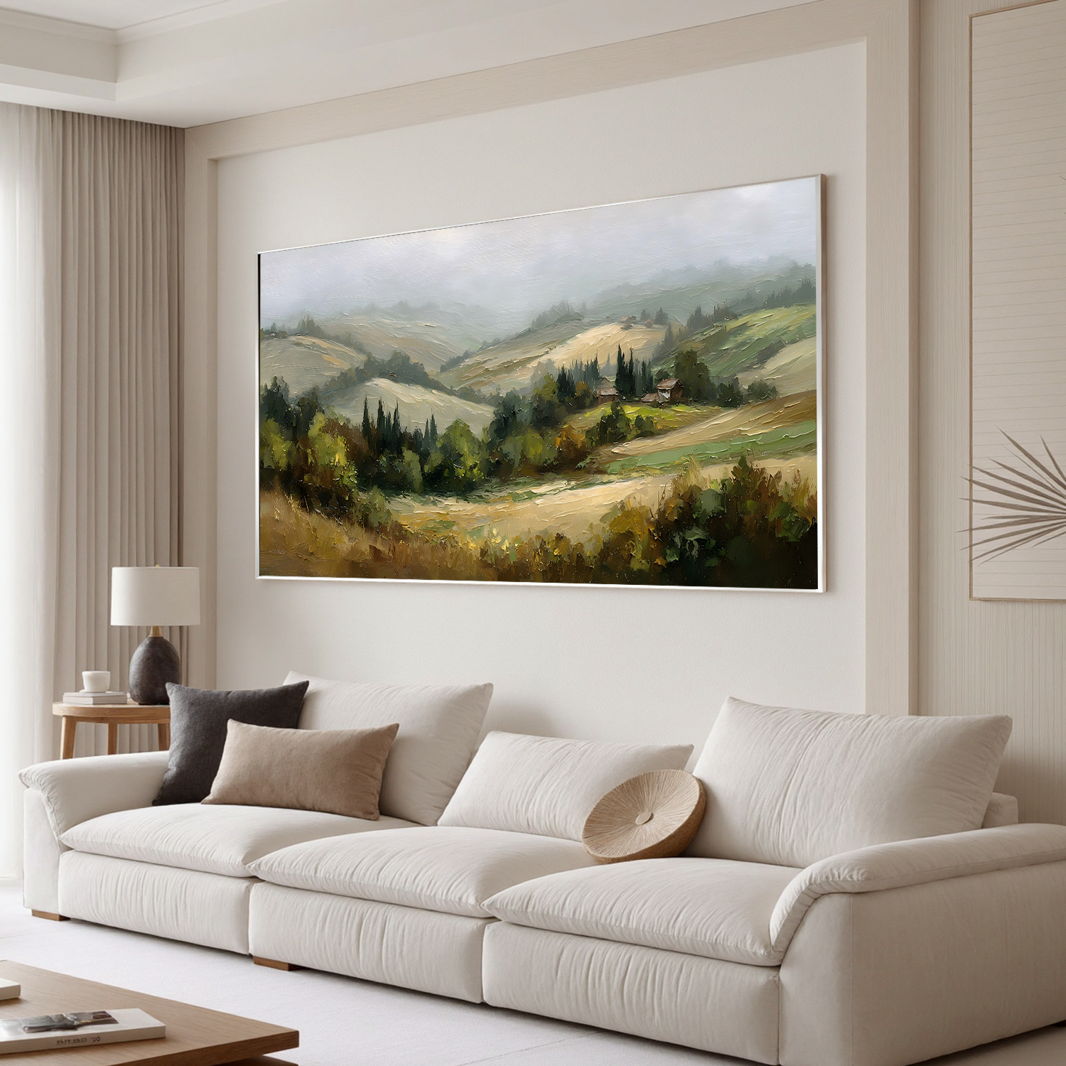 Tuscan Countryside Landscape Oil Painting – Rustic Rolling Hills Wall Art#OA 0894