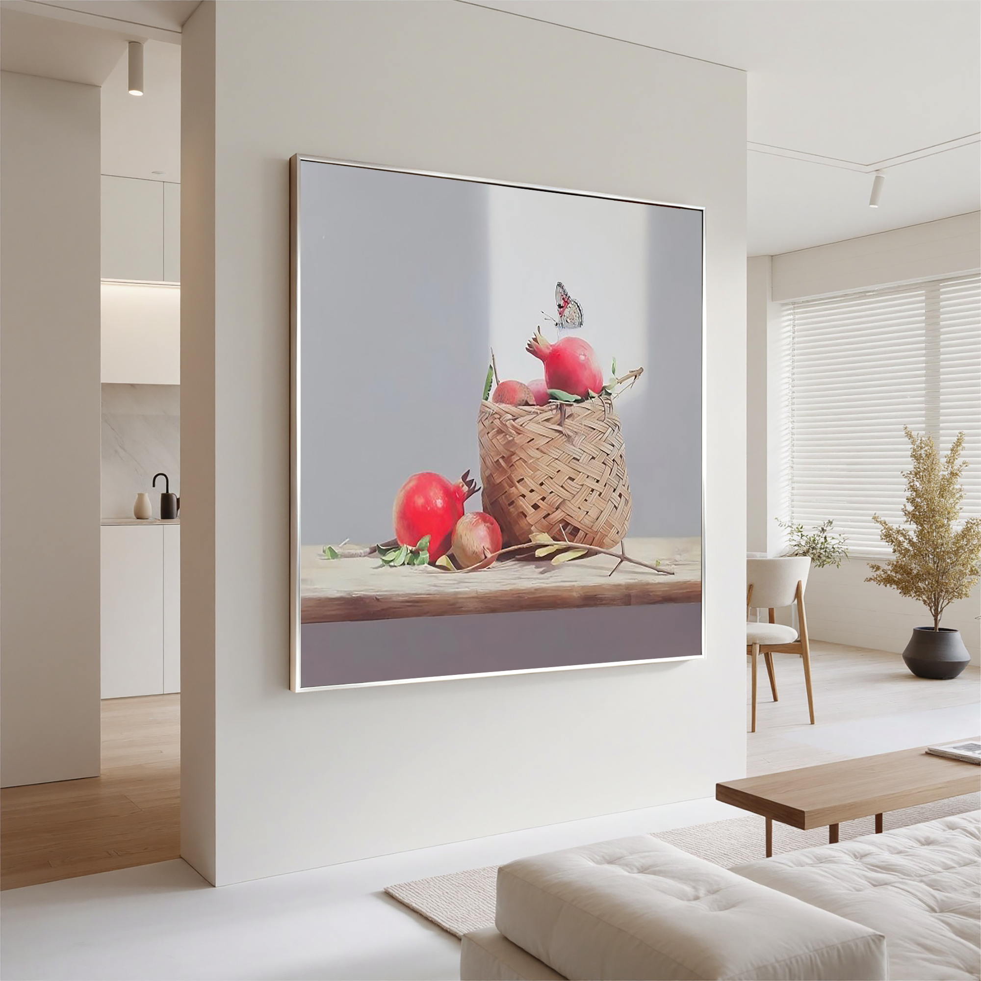 Pomegranates in a Basket-Pomegranate Still Life Basket Wall Art
