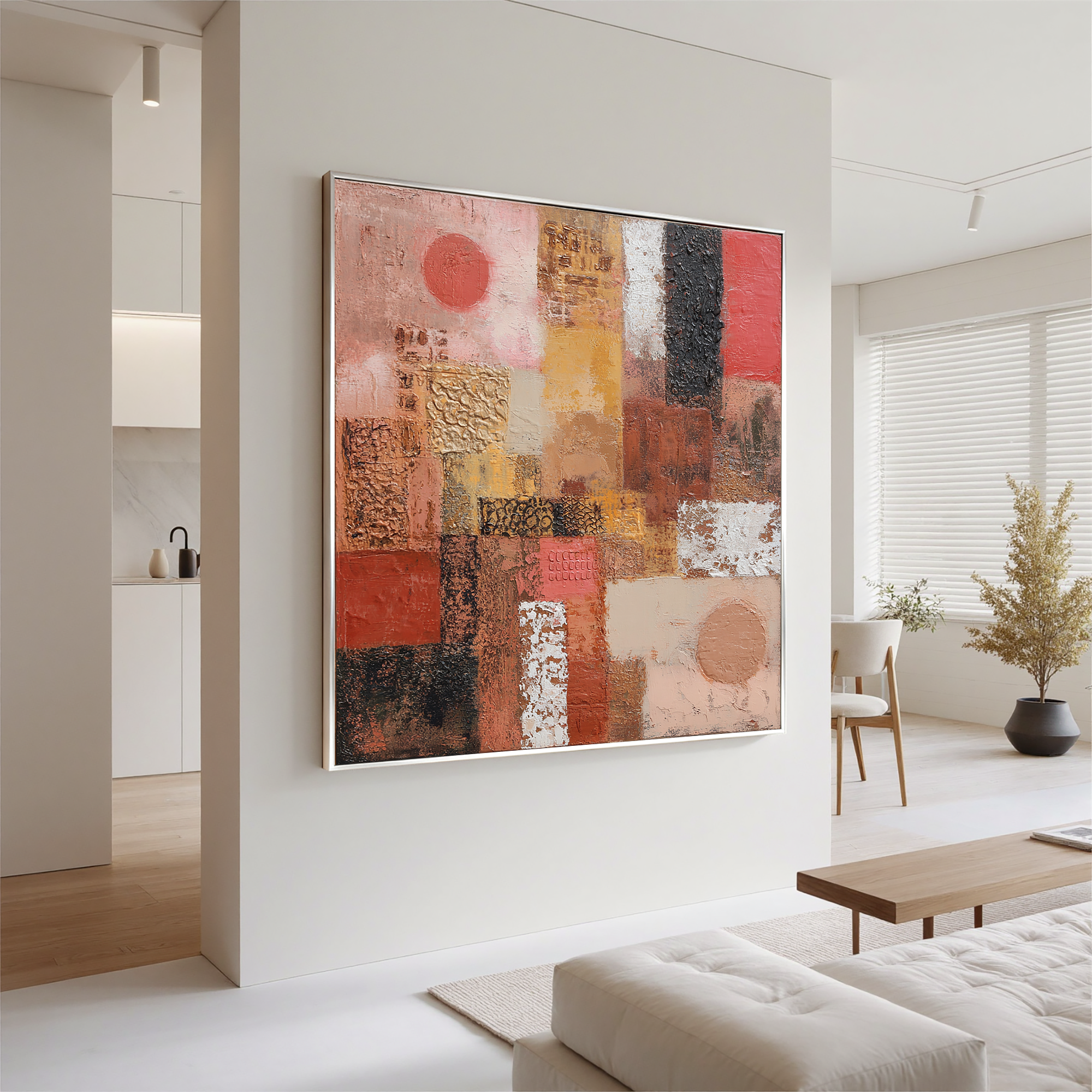 Abstract Terracotta Texture Painting – Modern Earth Tone Canvas Wall Art#OA 0892