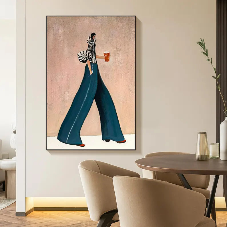 Modern Fashion Figure Wall Art – Minimalist Stylish Woman Canvas Painting for Contemporary Home Decor