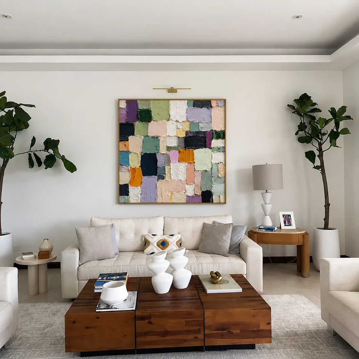 How to Style Oversized Canvas Wall Art Above a Sofa