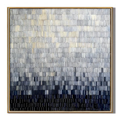 100% Hand-Painted Modern Abstract Black & White Gradient Oil Painting | Minimalist Geometric Textured Wall Art | Original Monochrome Linear Impasto Canvas by Ownanart # OA 1174