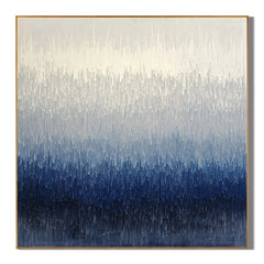 100% Hand-Painted Modern Abstract Blue Gradient Oil Painting | Minimalist Textured Wall Art | Original Blue & White Layered Impasto Canvas by Ownanart # OA 1173