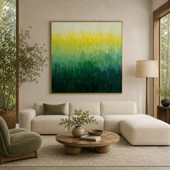 Modern Abstract Green Gradient Oil Painting | Minimalist Textured Wall Art | Forest-Inspired Impasto Canvas #OA 1167