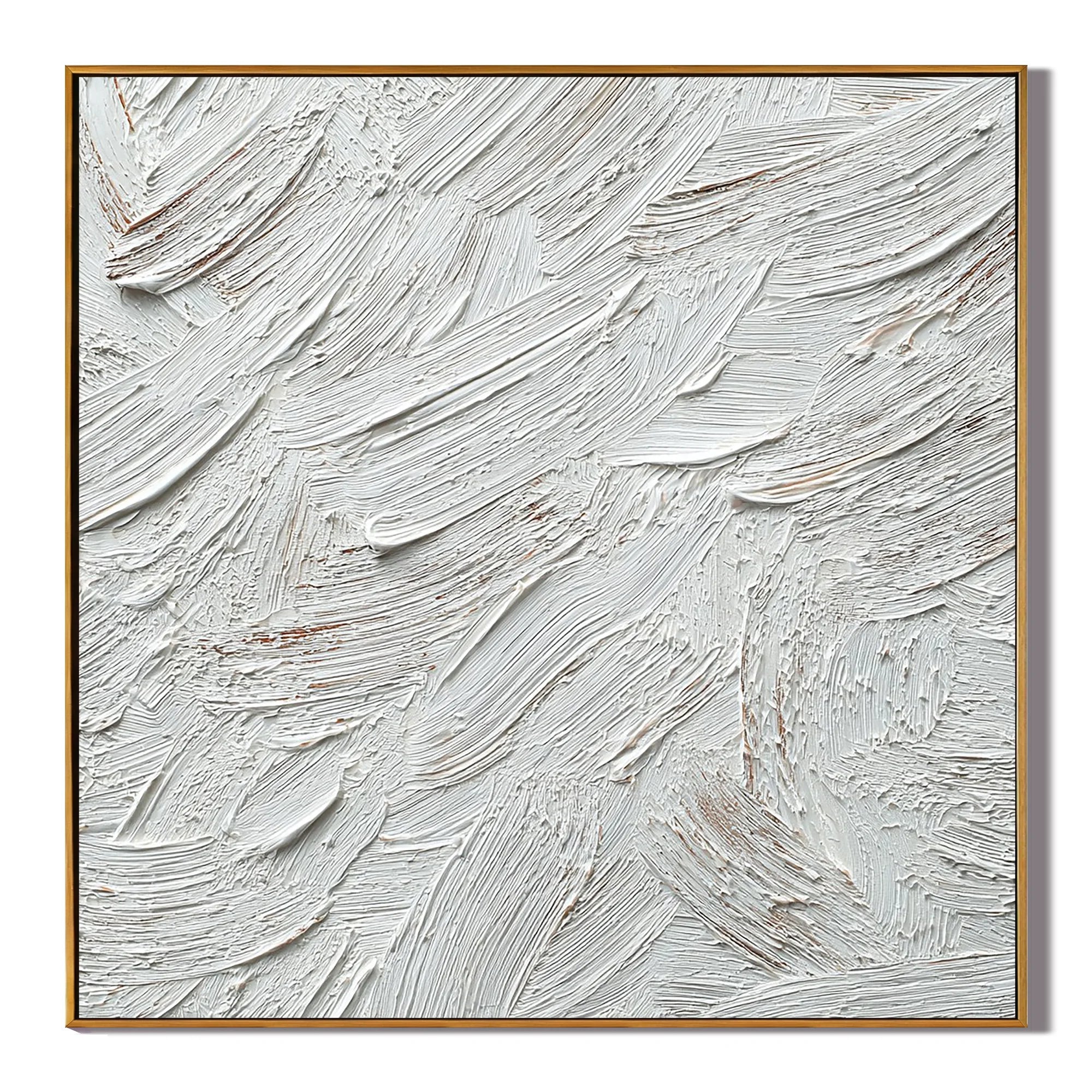 Minimalist White Textured Abstract Painting – Modern Neutral Wall Art#OA 0908