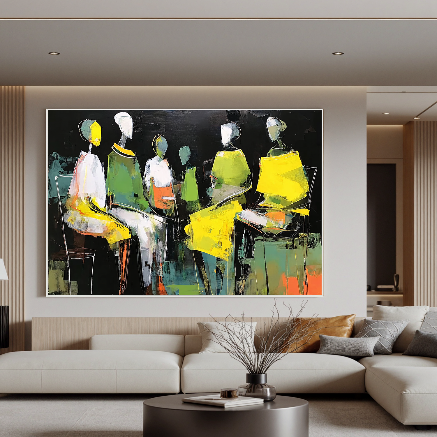 Abstract Figurative Oil Painting Canvas – Modern People Wall Art for Living Room Contemporary Home Decor #OA 0462