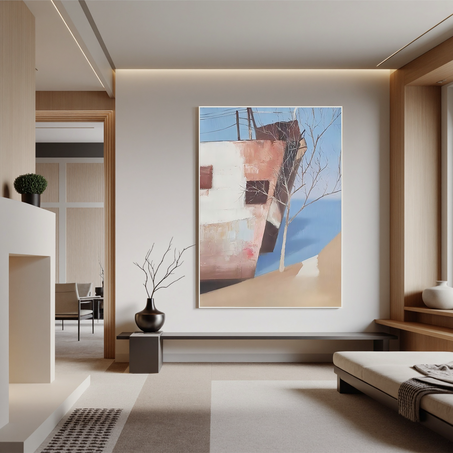 Harbor Fishing Boat-Coastal Fishing Boat Landscape Wall Art