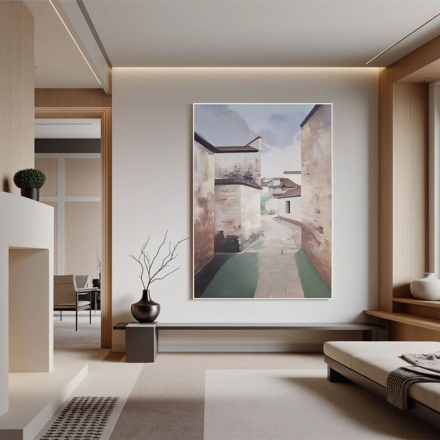 Quiet Old Alley-Traditional Village Alley Landscape Wall Art