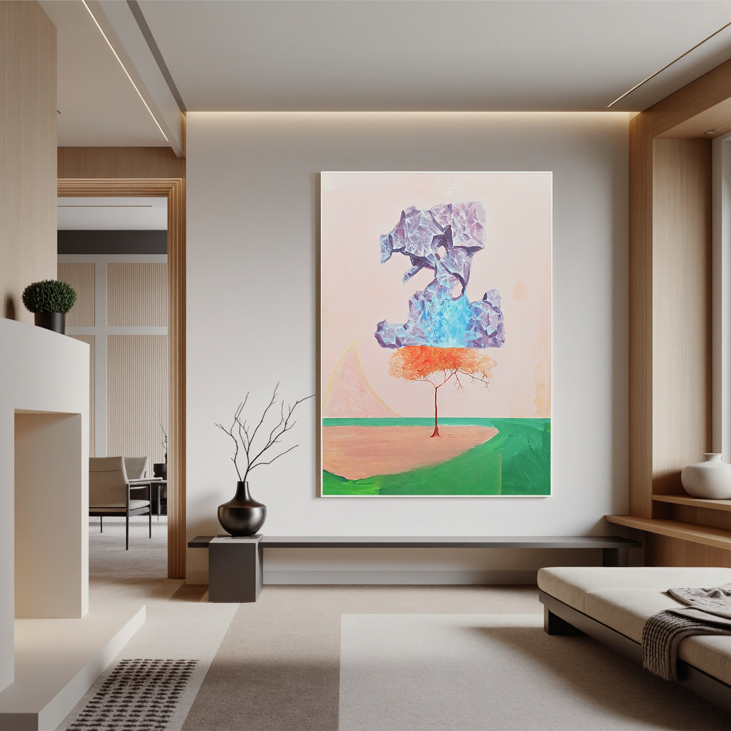 Floating Crystal Tree-Surreal Floating Crystal Tree Wall Art
