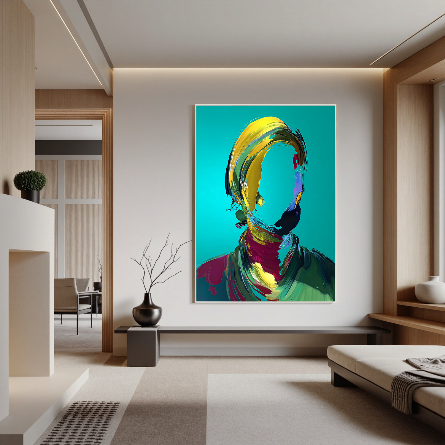 Abstract Faceless Portrait Oil Painting, Colorful Modern Figure Wall Art for Living Room Decor#OA 0596