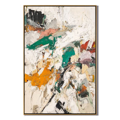 Abstract Expressionist Oil Painting, White Textured Wall Art for Living Room Decor#OA 0571