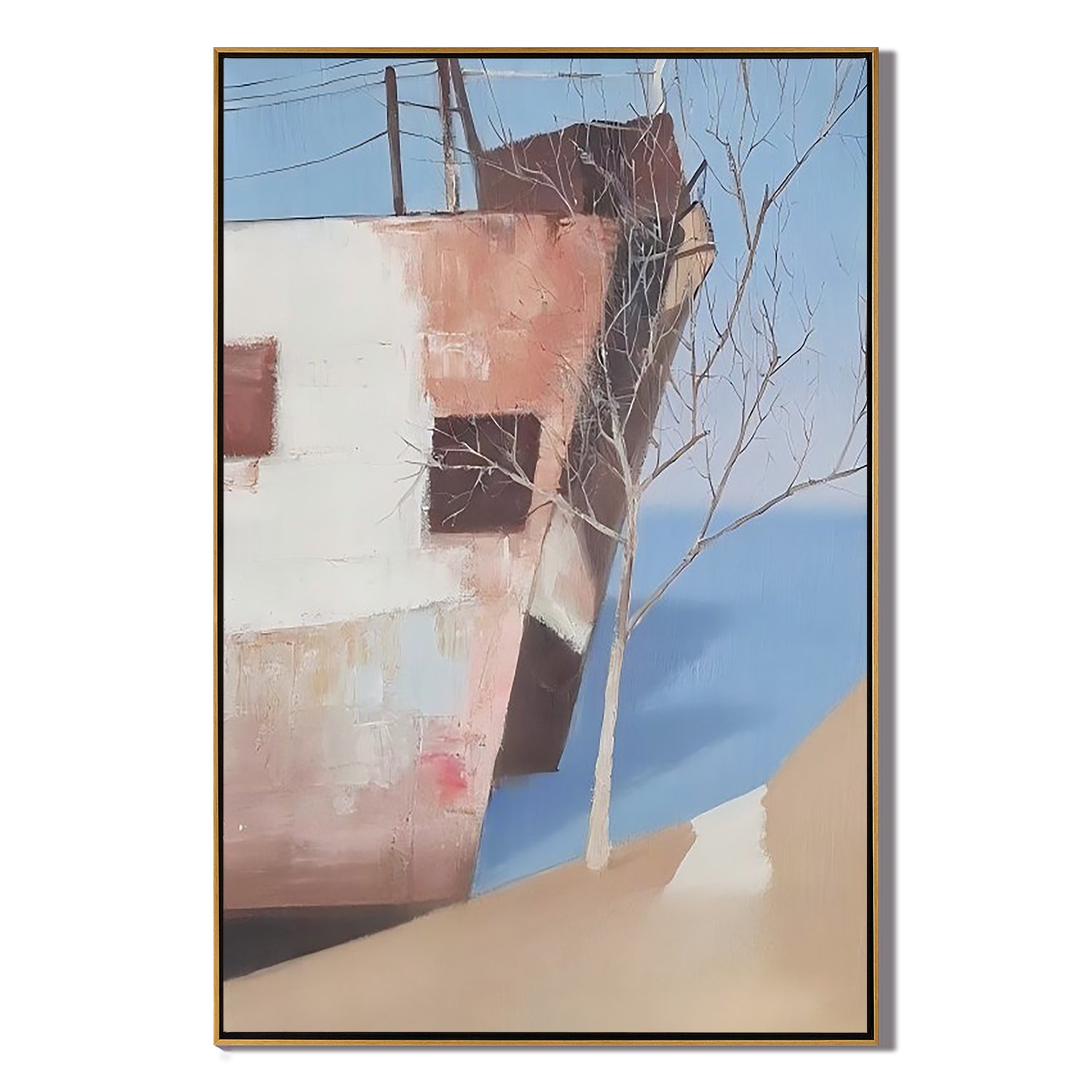 Harbor Fishing Boat-Coastal Fishing Boat Landscape Wall Art