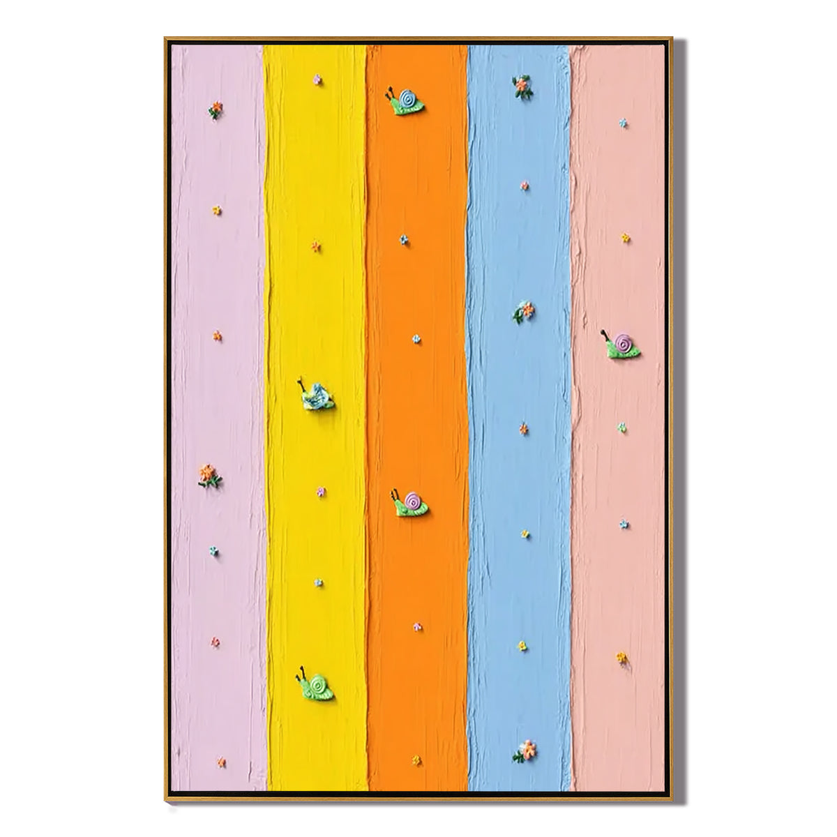 Colorful Snail Oil Painting, Playful Rainbow Wall Art for Kids Room Decor#OA 0556