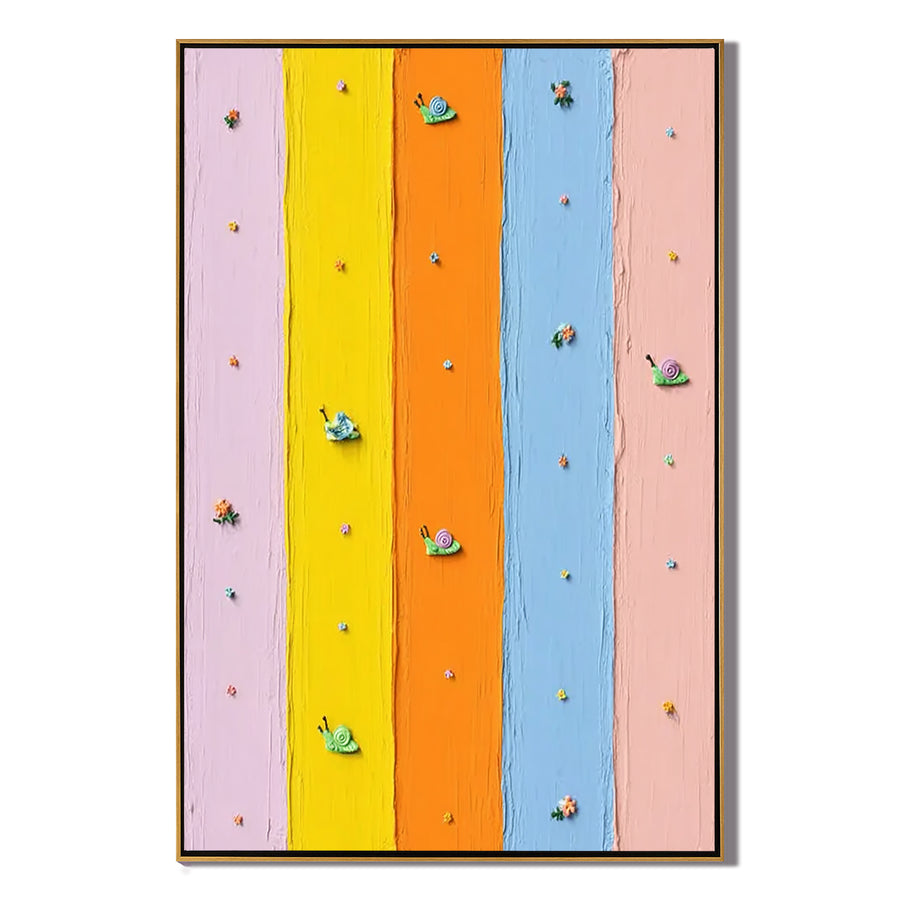 Colorful Snail Oil Painting, Playful Rainbow Wall Art for Kids Room Decor#OA 0556