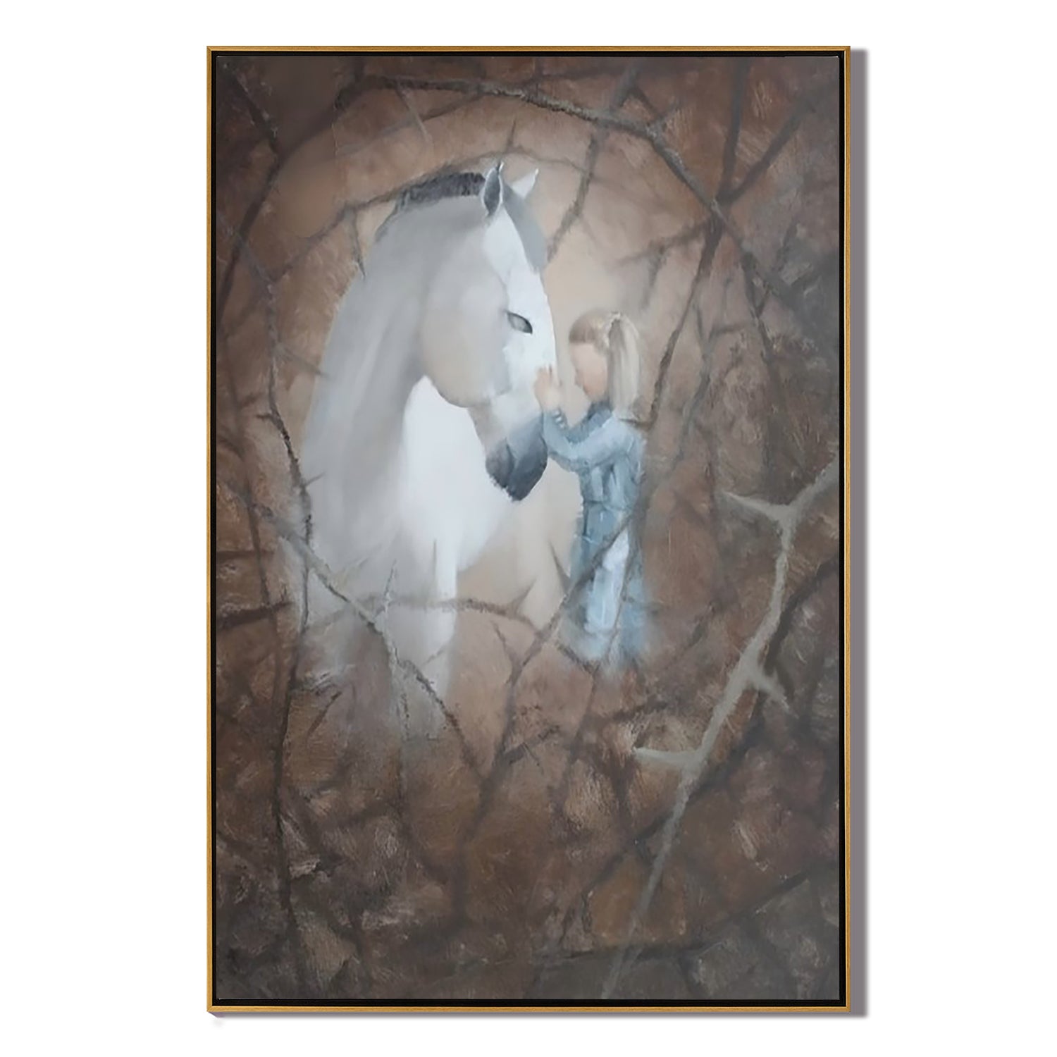 Whisper to the White Horse-Girl and White Horse Wall Art