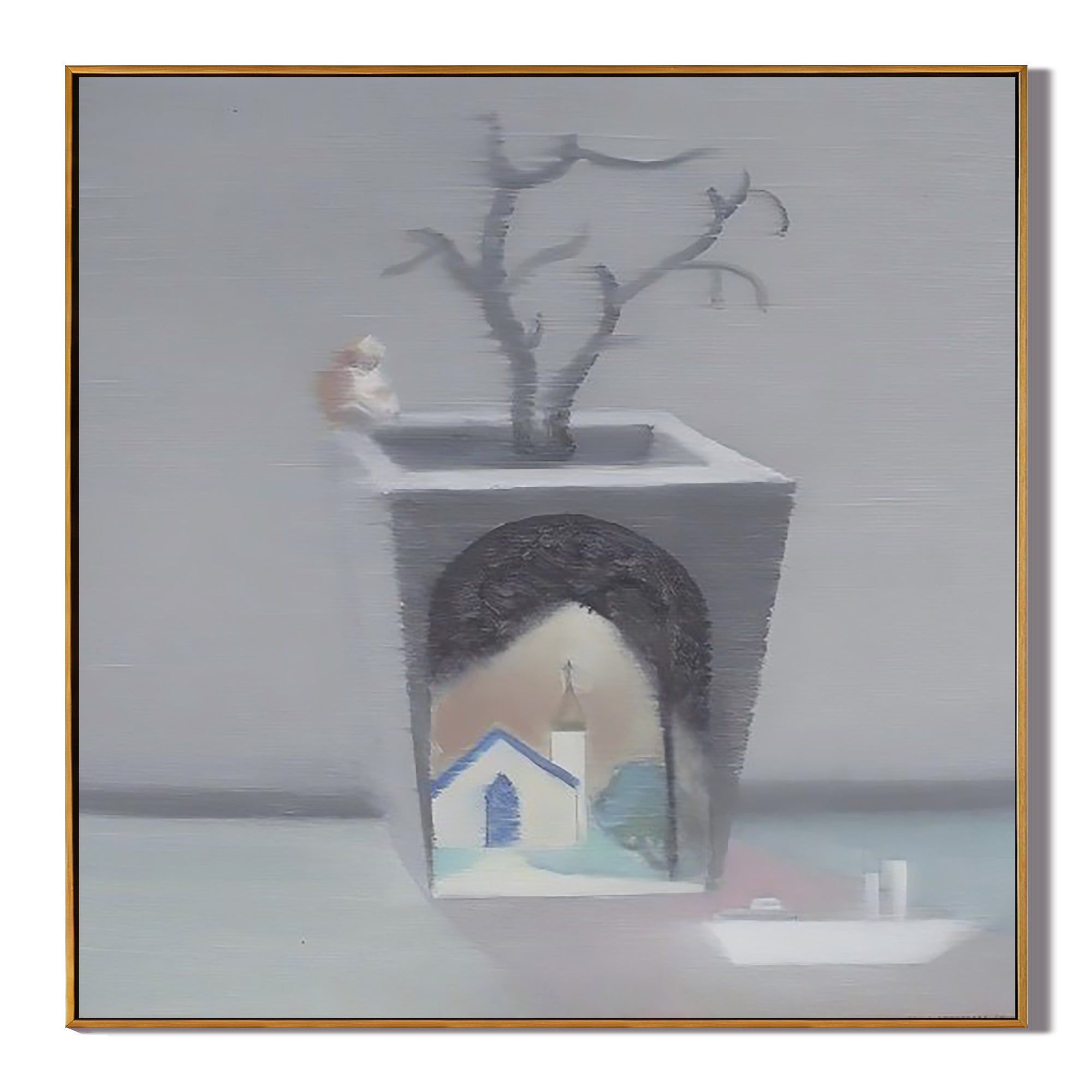 House in the Flower Pot-Surreal House Flower Pot Wall Art