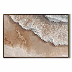 Large Neutral Ocean Wave Canvas Painting | Modern Coastal Beach Wall Art Handmade Oil Painting#OA0002