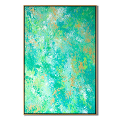 Green Abstract Oil Painting – Modern Textured Canvas Wall Art Inspired by Nature for Living Room Decor # OA 0821