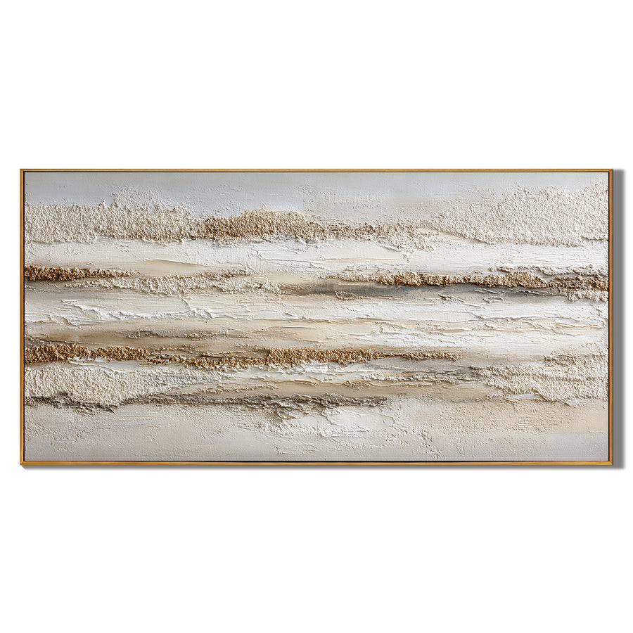 Neutral Textured Abstract Canvas Wall Art – Minimalist Beige Modern Painting for Living Room Decor #OA 0822
