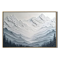 Abstract Snow Mountain Oil Painting | Textured Neutral Landscape Wall Art for Modern Living Room #OA 0005