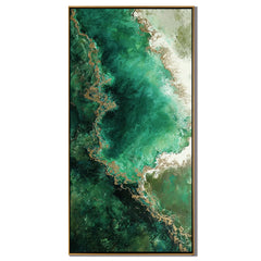 Emerald Green Abstract Oil Painting, Textured Nature Wall Art for Living Room Decor #OA 0600
