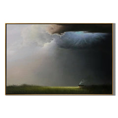 Stormy Landscape Oil Painting, Dark Cloud Prairie Wall Art for Living Room Decor#OA 0622