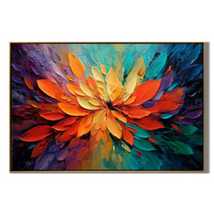 Abstract Floral Oil Painting Canvas – Vibrant Orange Flower Wall Art for Living Room Modern Home Decor #OA 0478