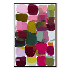 Color Block Abstract Oil Painting, Modern Colorful Wall Art for Living Room Decor #OA 0560