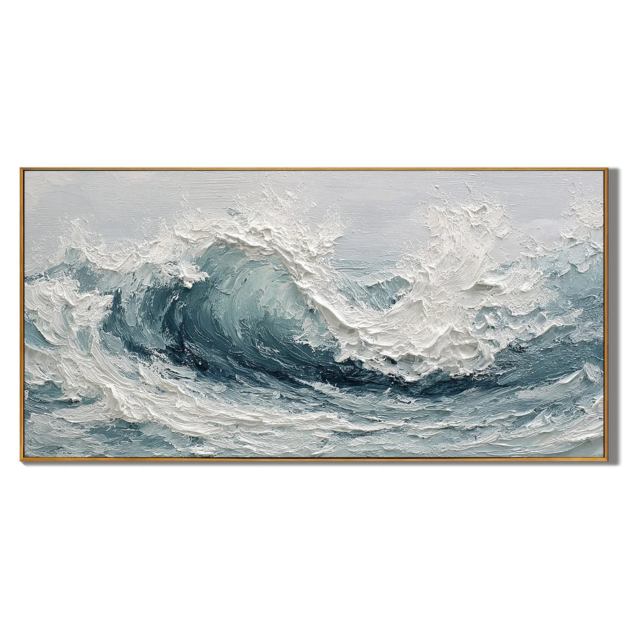 Textured Ocean Wave Oil Painting – Modern Coastal Wall Art#OA 0905