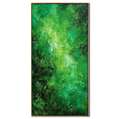 Green Abstract Oil Painting, Textured Forest Wall Art for Living Room Decor#OA 0602