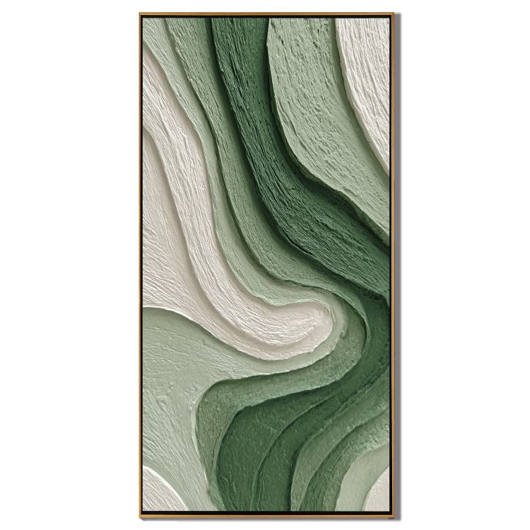Green Flow · Textured Abstract Oil Painting #OA 0003