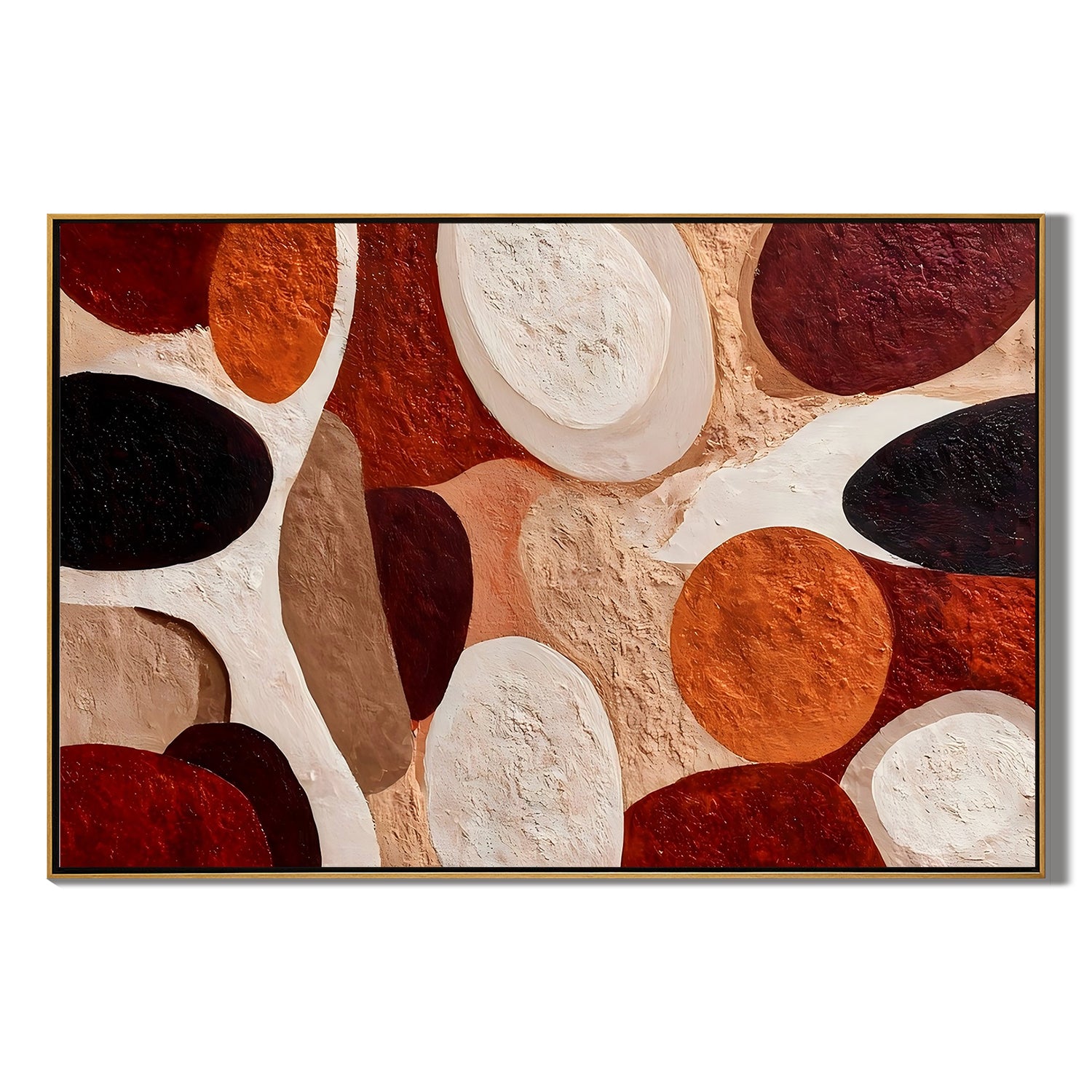 Large Abstract Geometric Canvas Wall Art – Earth Tone Textured Painting for Modern Living Room Decor#OA 0828