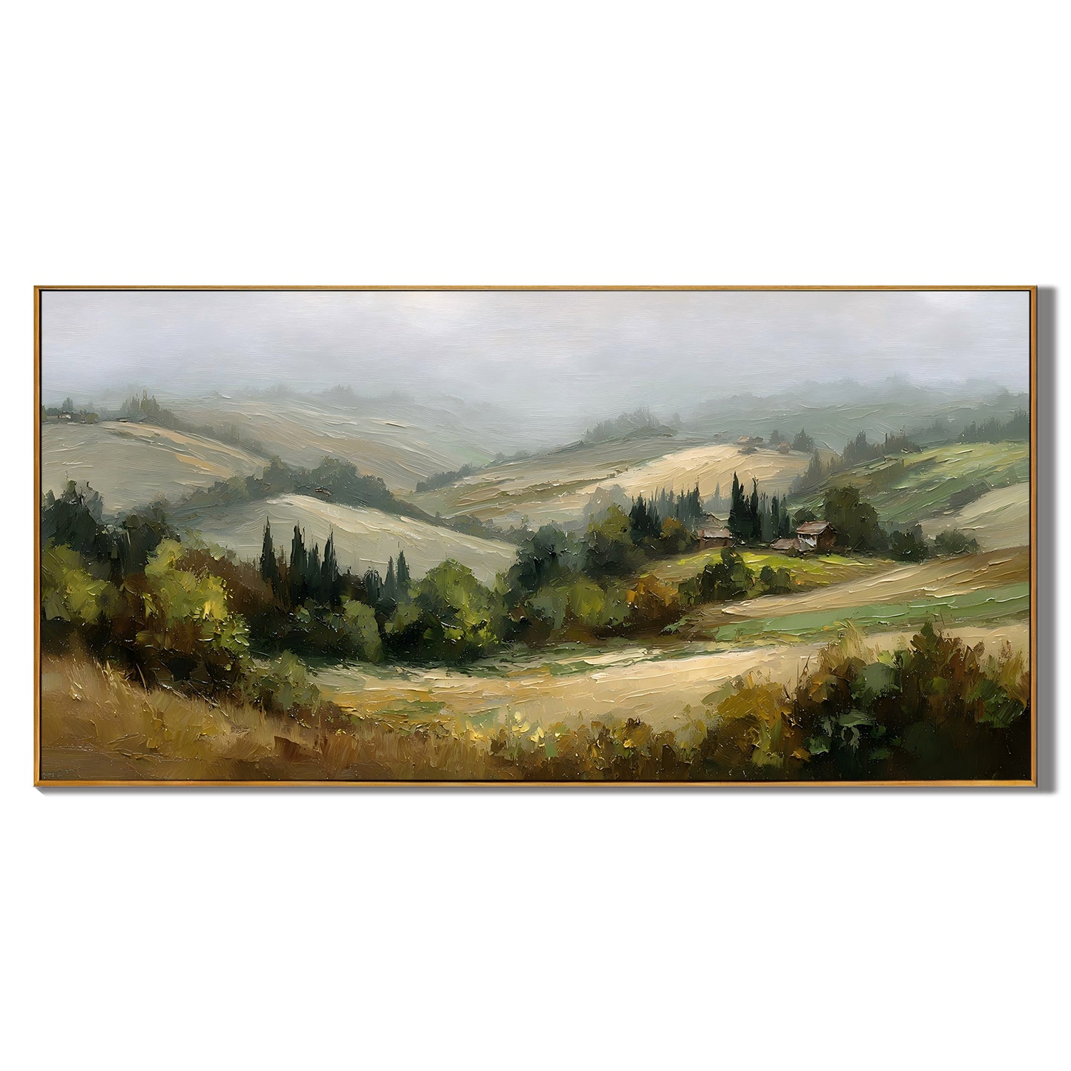 Tuscan Countryside Landscape Oil Painting – Rustic Rolling Hills Wall Art#OA 0894