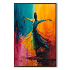 Colorful Textured Dancer Oil Painting, Abstract Ballet Wall Art for Living Room Decor #OA 0547