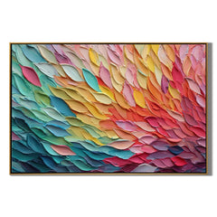 Colorful Textured Abstract Oil Painting Canvas – Modern Rainbow Palette Knife Wall Art for Living Room Home Decor # OA 0486