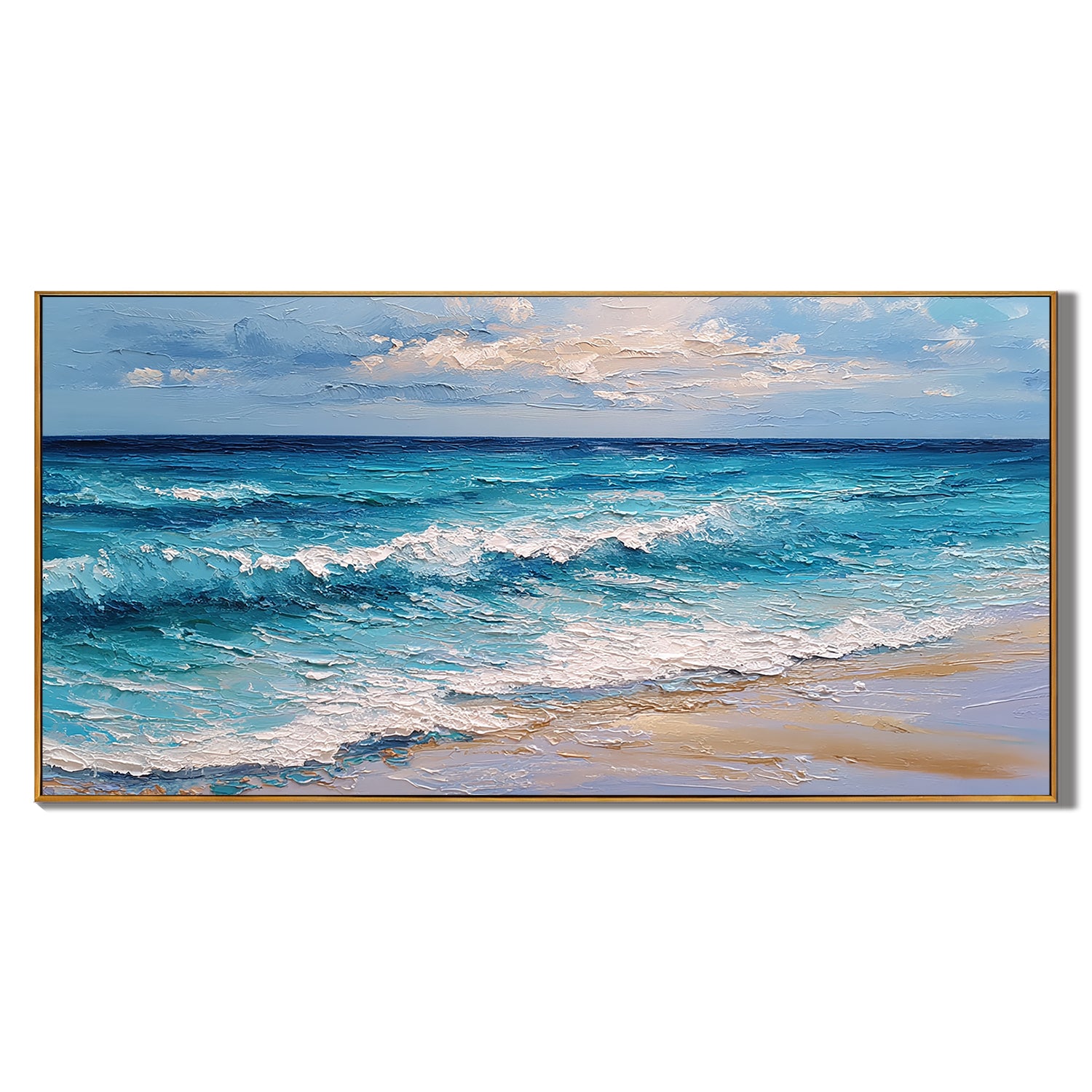 Large Coastal Ocean Wave Canvas Wall Art – Beach Seascape Painting for Living Room Decor#OA 0834