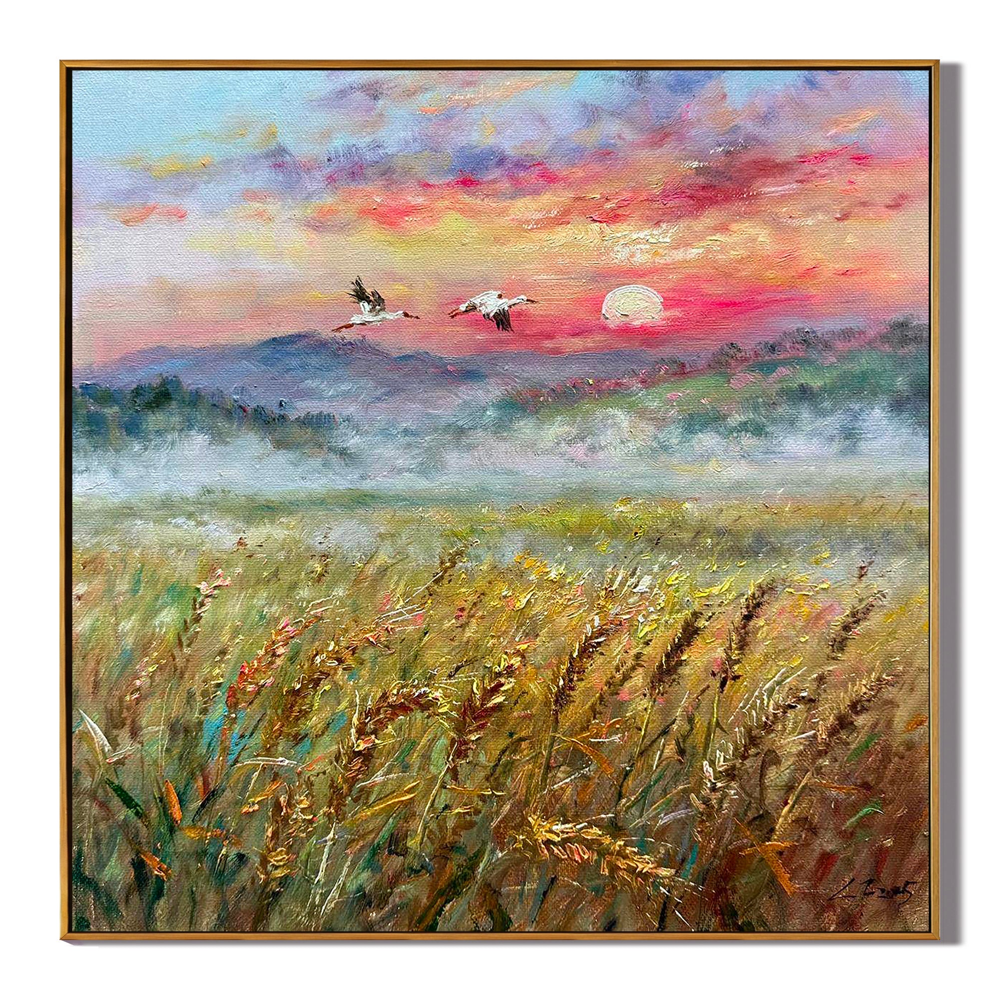 Dawn Over Golden Fields(40''x 40''/ 100 x 100 CM/Frameless Stretched)
