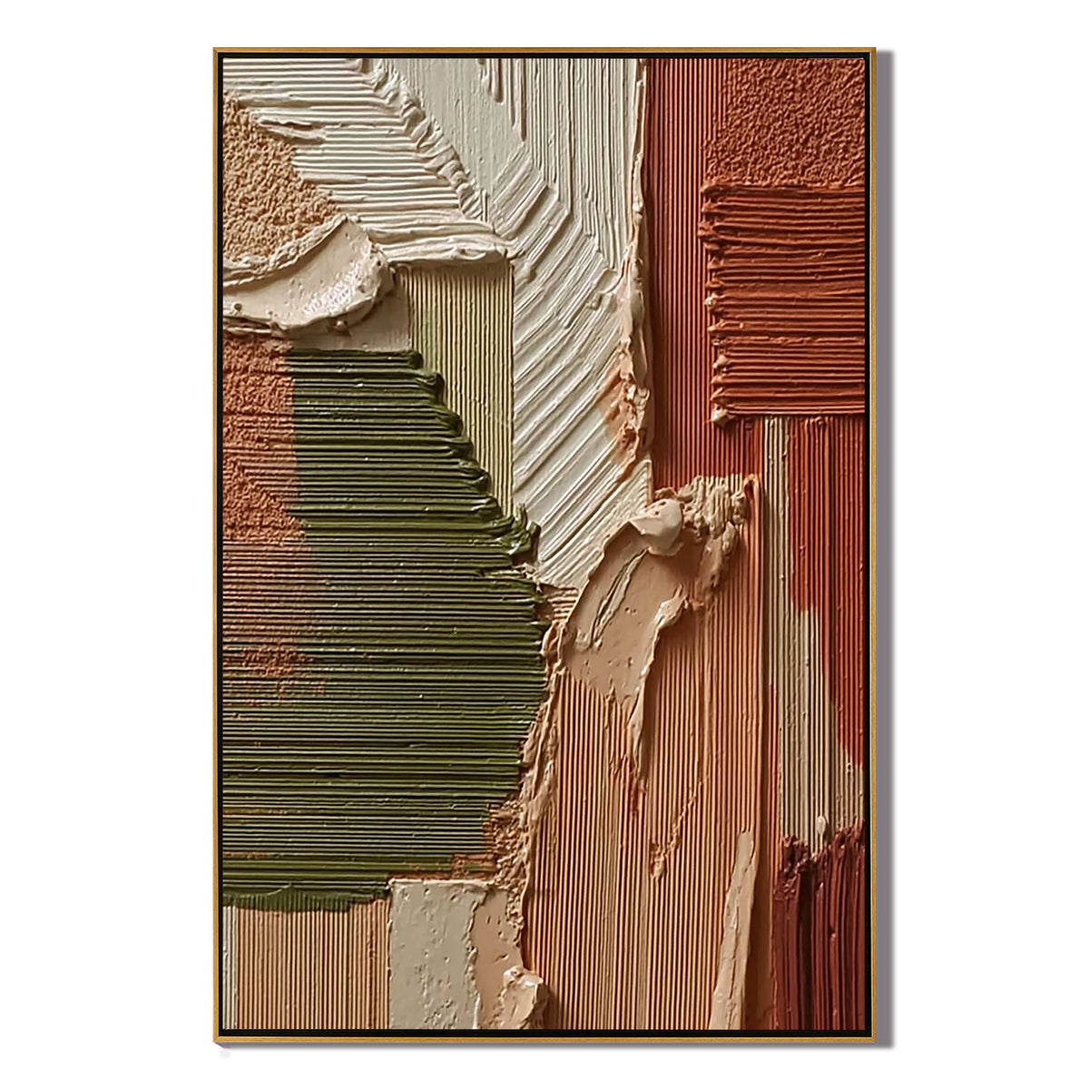 Earth Tone Abstract Oil Painting, Textured Wabi Sabi Wall Art for Living Room Decor # OA 0581