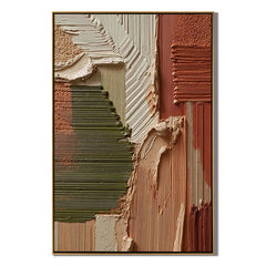 Earth Tone Abstract Oil Painting, Textured Wabi Sabi Wall Art for Living Room Decor # OA 0581