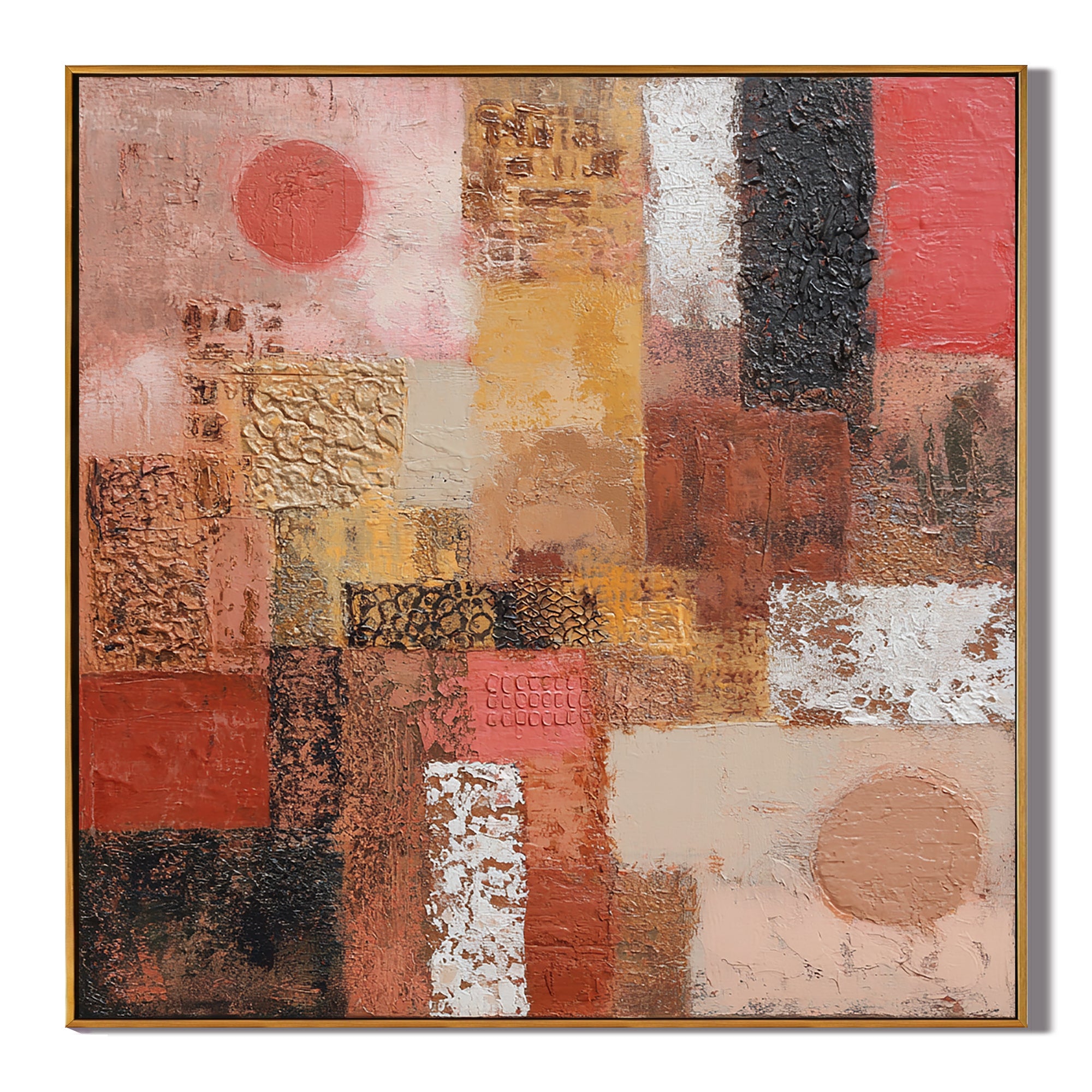 Abstract Terracotta Texture Painting – Modern Earth Tone Canvas Wall Art#OA 0892