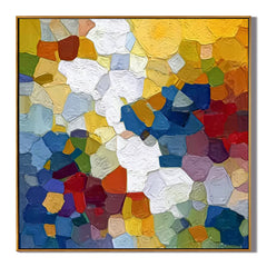 “Colorful Abstract Mosaic Oil Painting – Hand-Painted Textured Modern Canvas Wall Art for Living Room Decor” #OA 0475