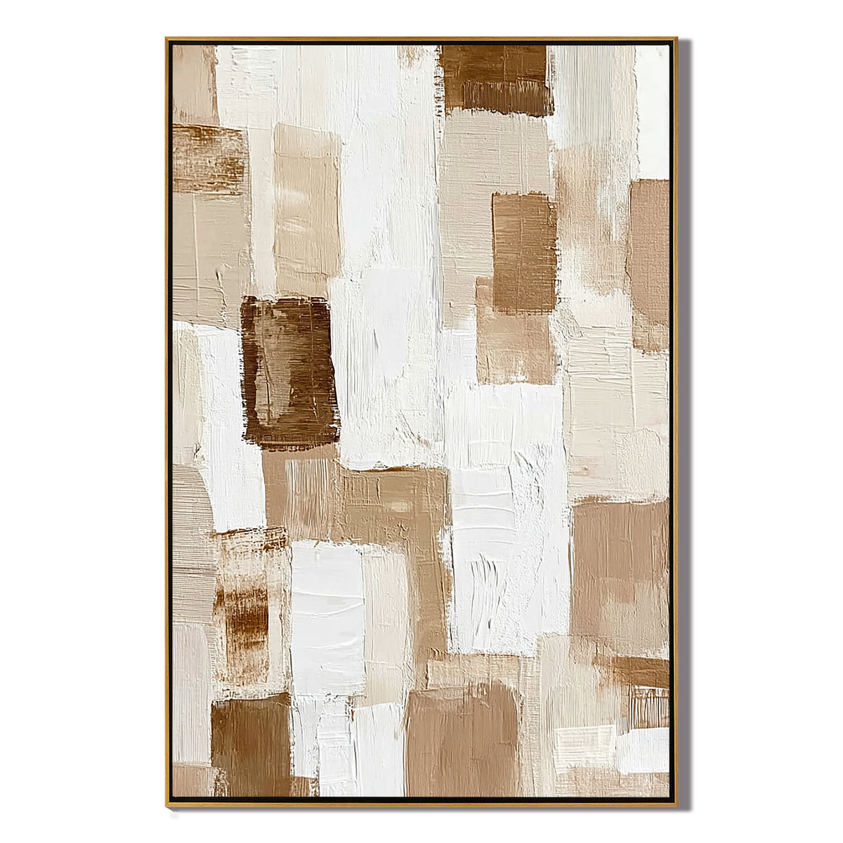 Neutral Beige Abstract Oil Painting, Textured Minimalist Wall Art for Living Room Decor#OA 0593