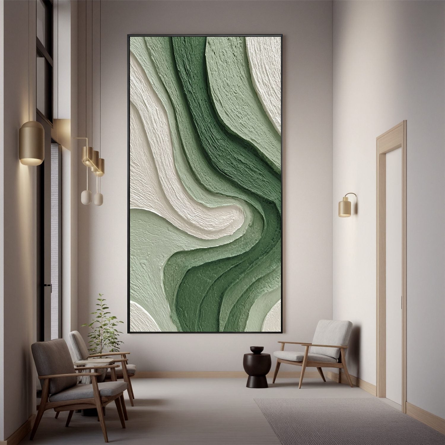 Green Flow · Textured Abstract Oil Painting #OA 0003