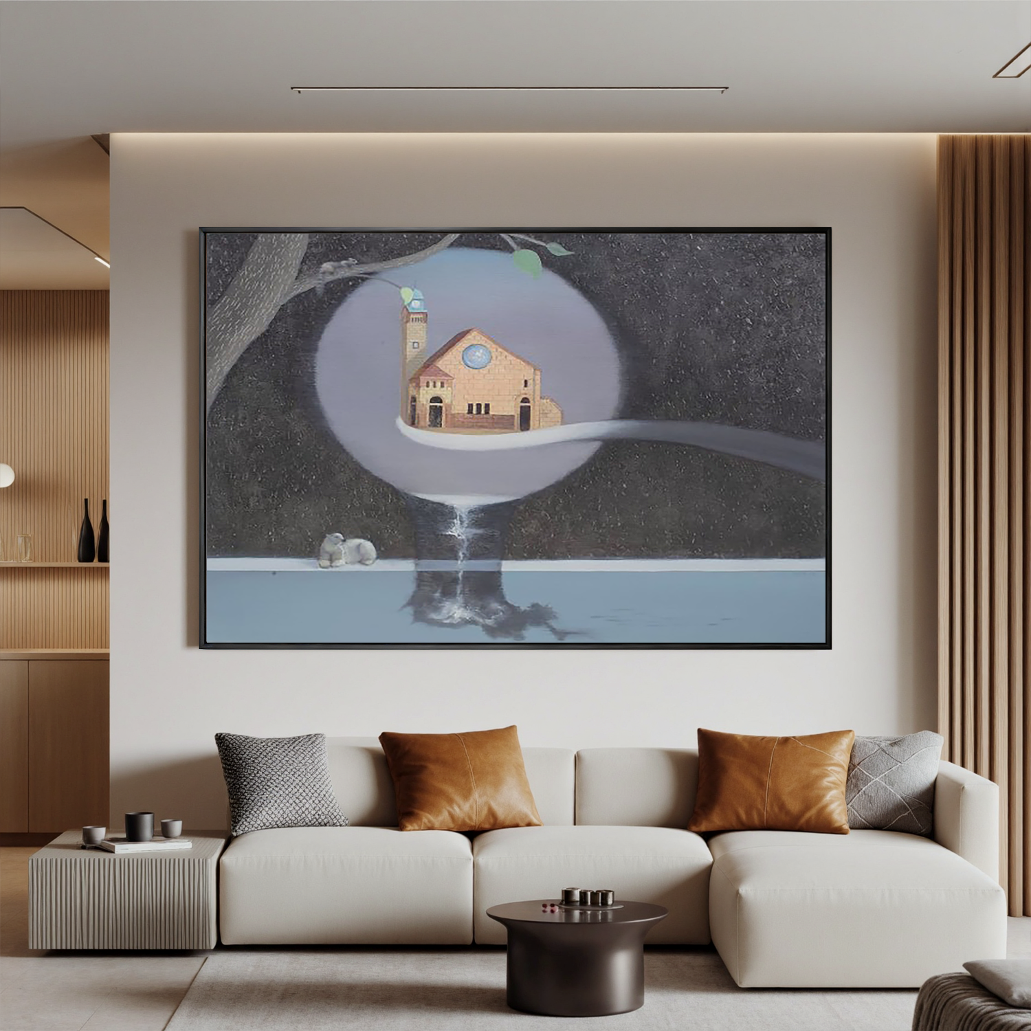 Dream Church in the Sphere-Surreal Church Landscape Wall Art