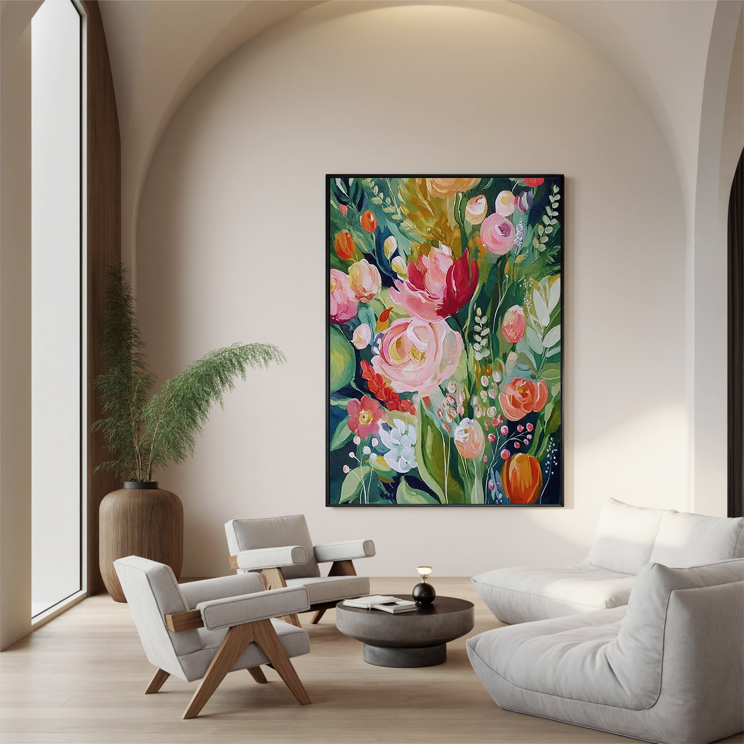 Colorful Floral Oil Painting, Garden Flower Wall Art for Living Room Decor#OA 0512