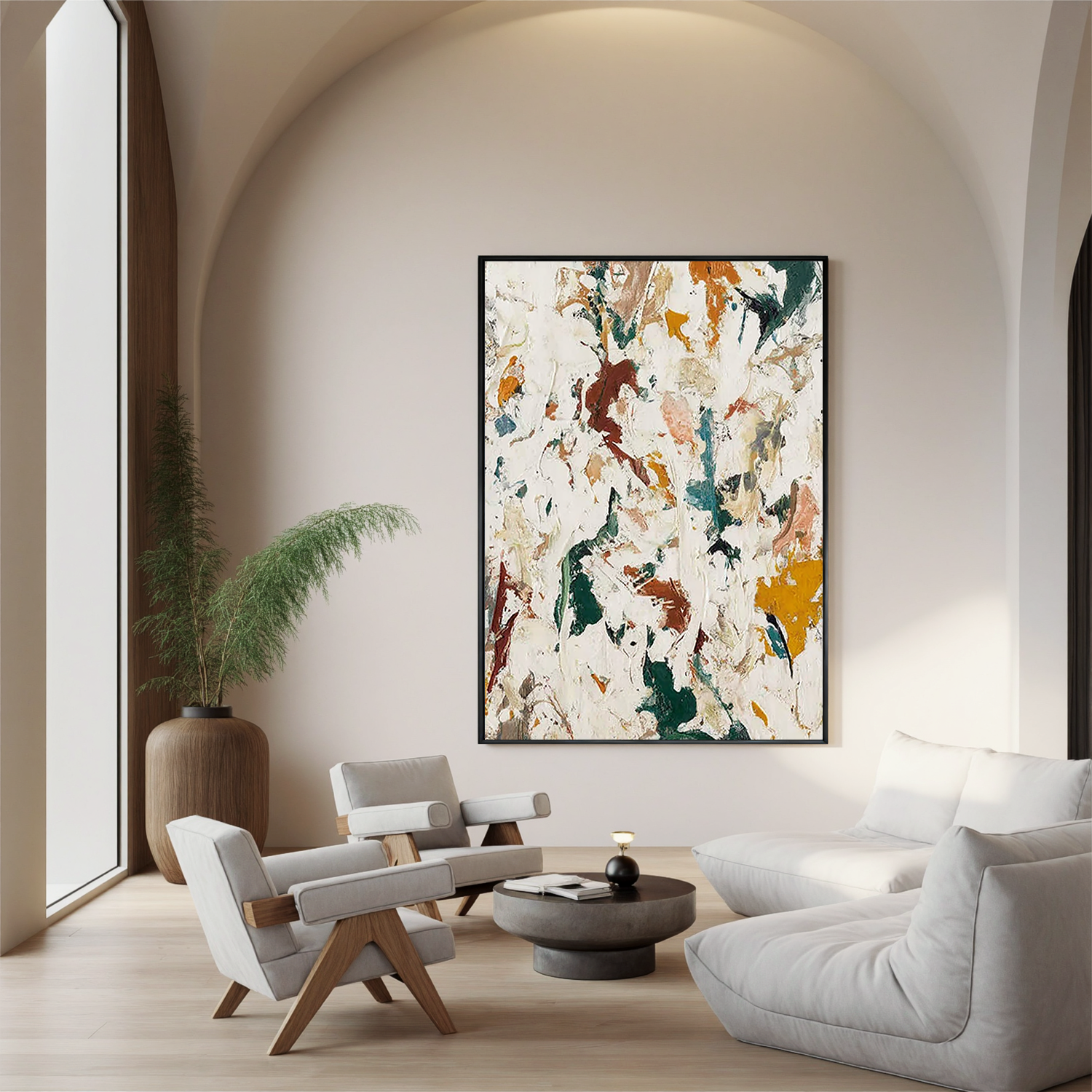 Abstract Textured Oil Painting, Neutral Organic Wall Art for Living Room Decor#OA 0539