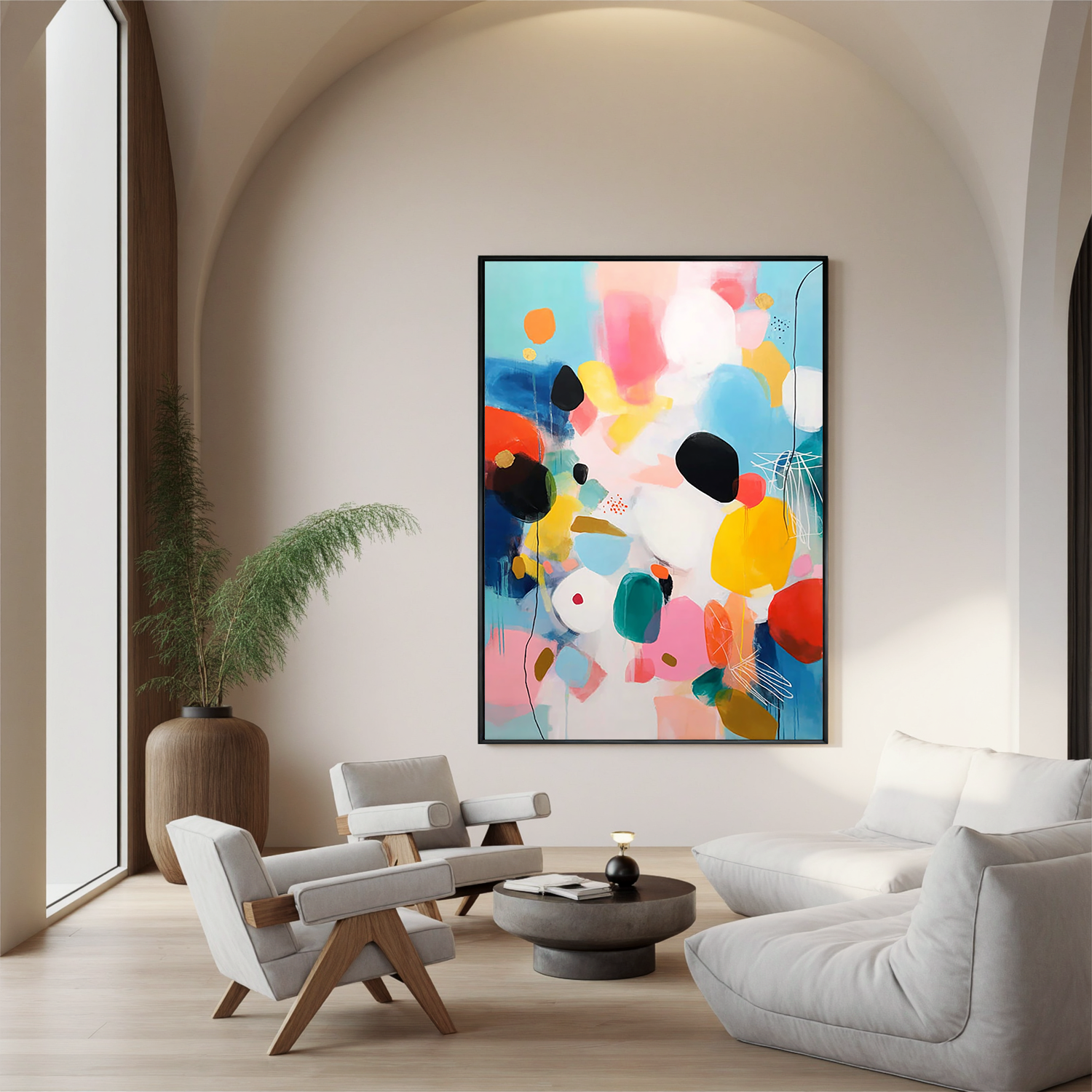 Colorful Abstract Oil Painting, Modern Pastel Wall Art for Living Room Decor#OA 0514