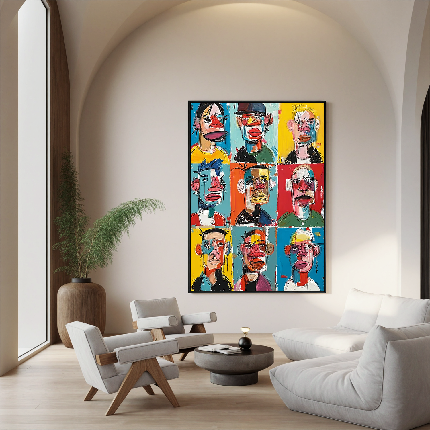 Colorful Abstract Portrait Oil Painting, Modern Graffiti Face Wall Art for Living Room Decor#OA 0580