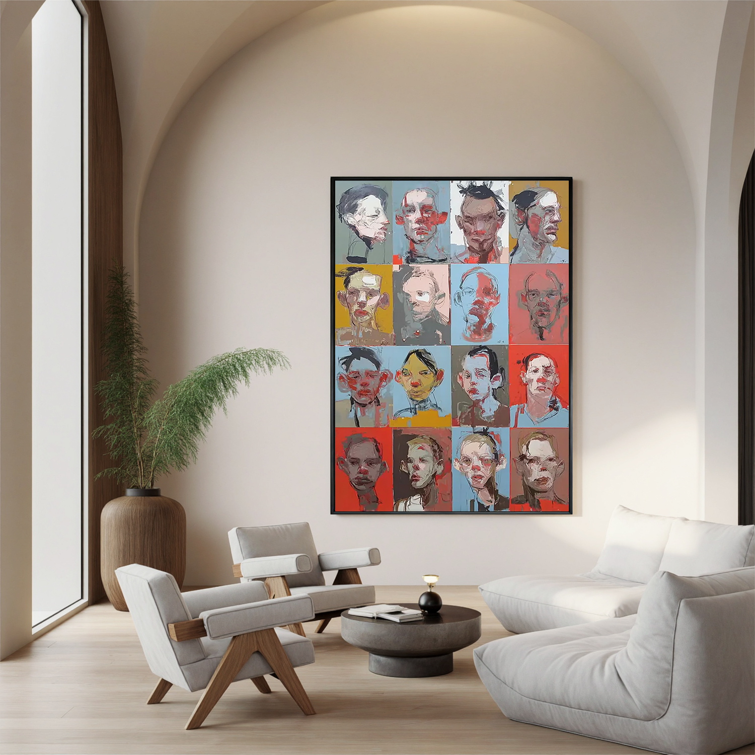 Abstract Portrait Oil Painting, Modern Figurative Faces Wall Art for Living Room Decor#OA 0595